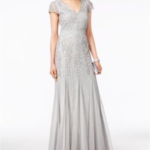 Robe De Soirée Longue Adrianna Papell - Taille 9 - Vert - Sans Manches - Neuve Avec étiquettes
